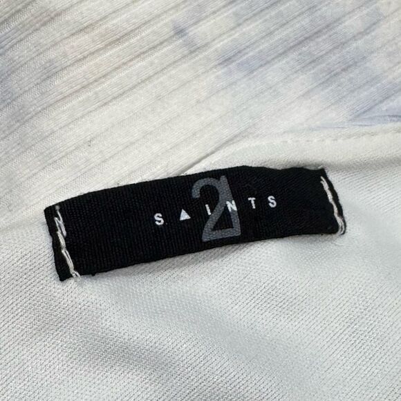 21Saints Ribbed Tie Dye One Piece White Blue Bodysuit Women’s Medium - Picture 2 of 3